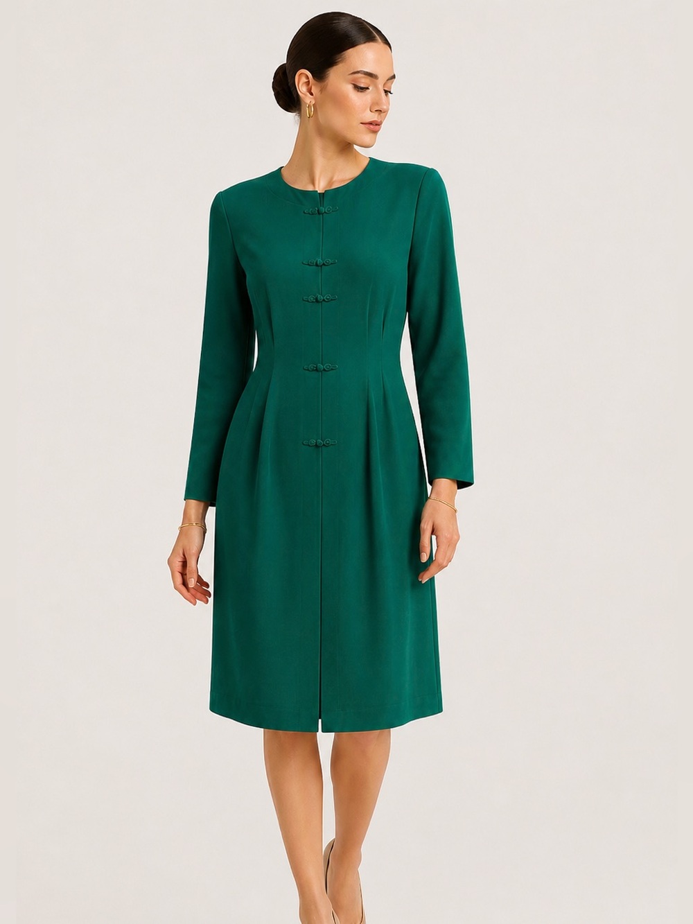 Patrick Woman Collection 100% Silk Emerald Green Midi Dress Size 20 Vintage